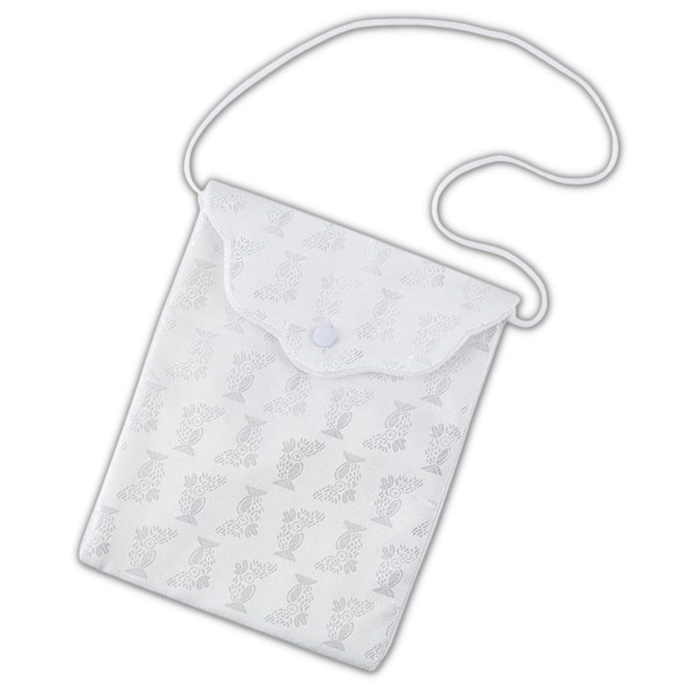 First Holy Communion Purse, White Satin Brocade Flap Bag, Catholic Gifts <3